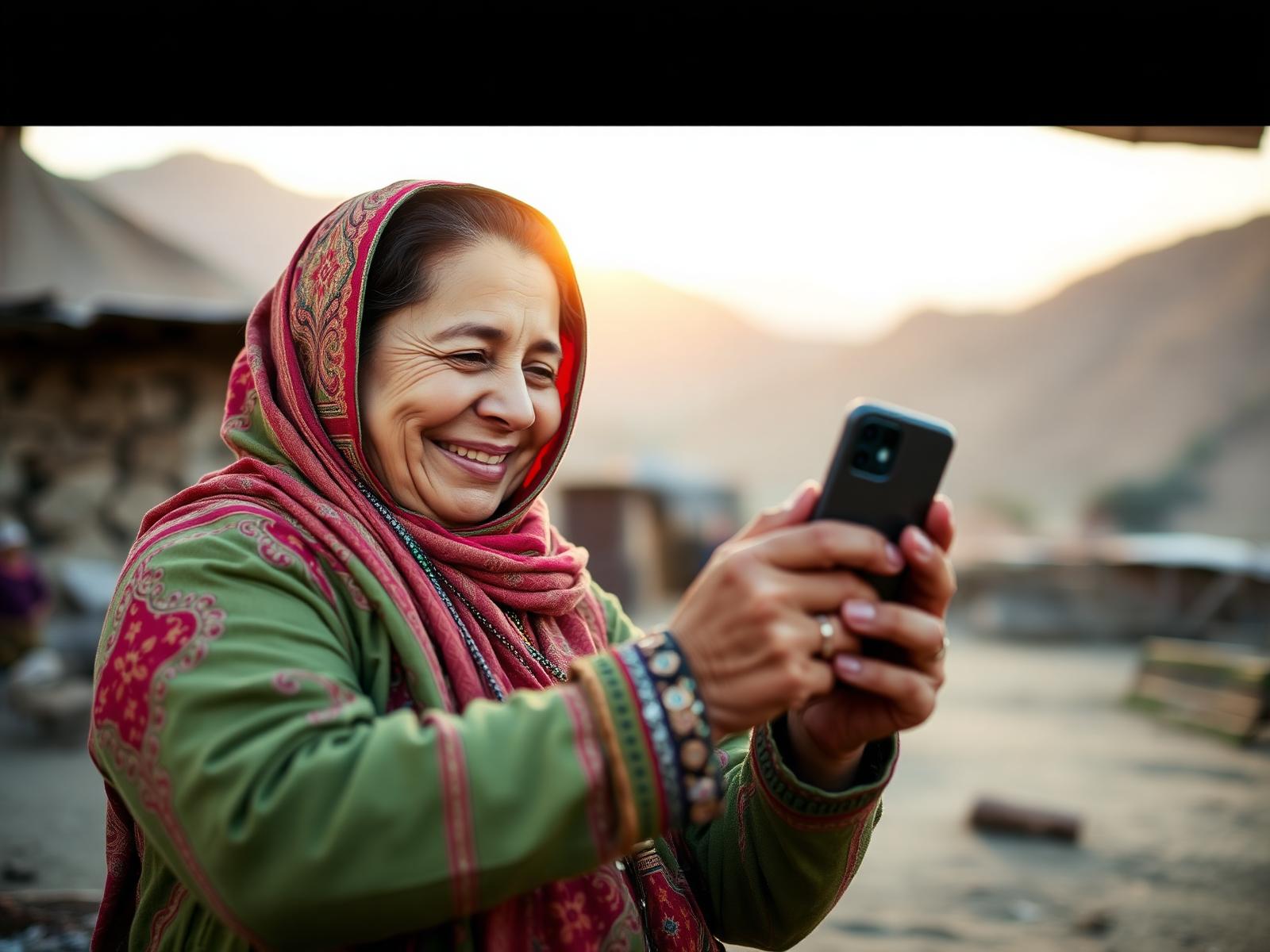 Family in Afghanistan receiving a mobile top-up
